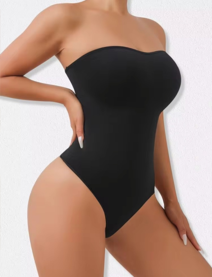 Women’s Strapless Thong Shapewear Bodysuit with Non-Slip Silicone Waist & Curve Shaping